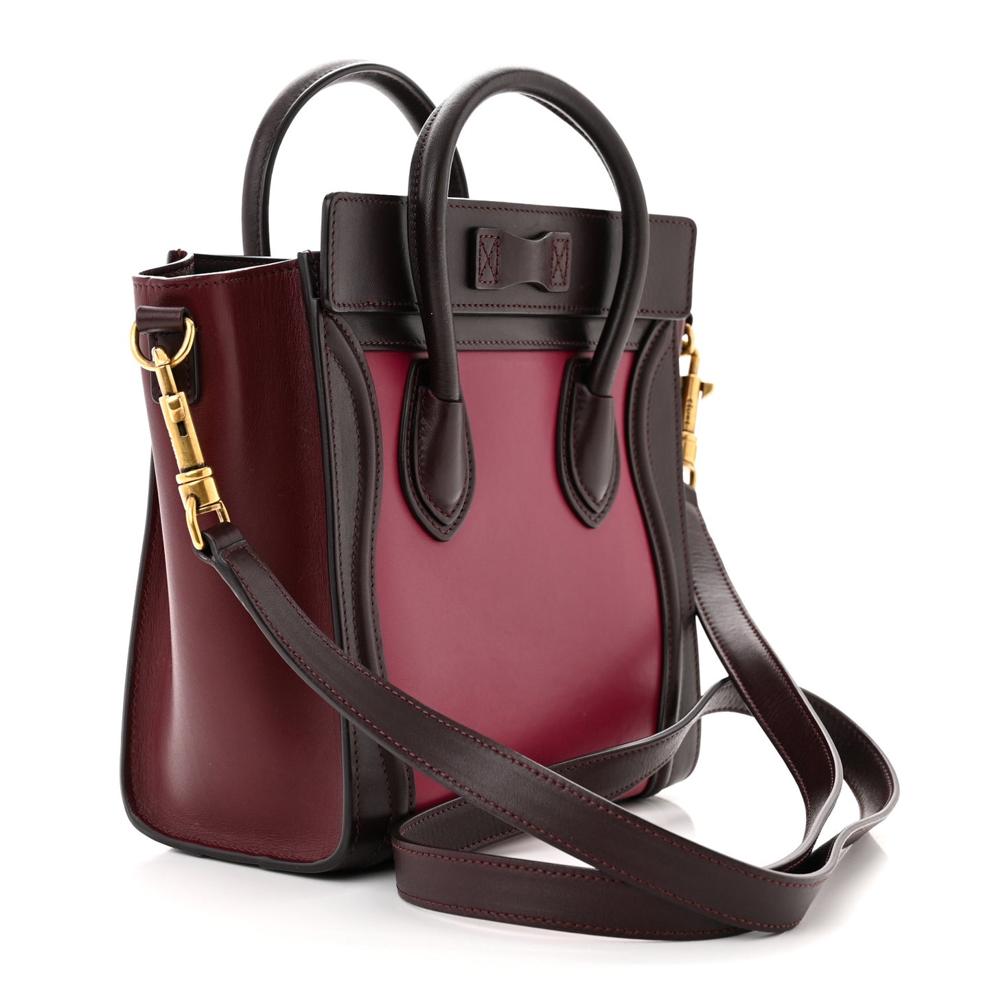 Satin Calfskin Nano Tri-Color Luggage Purple Orchid