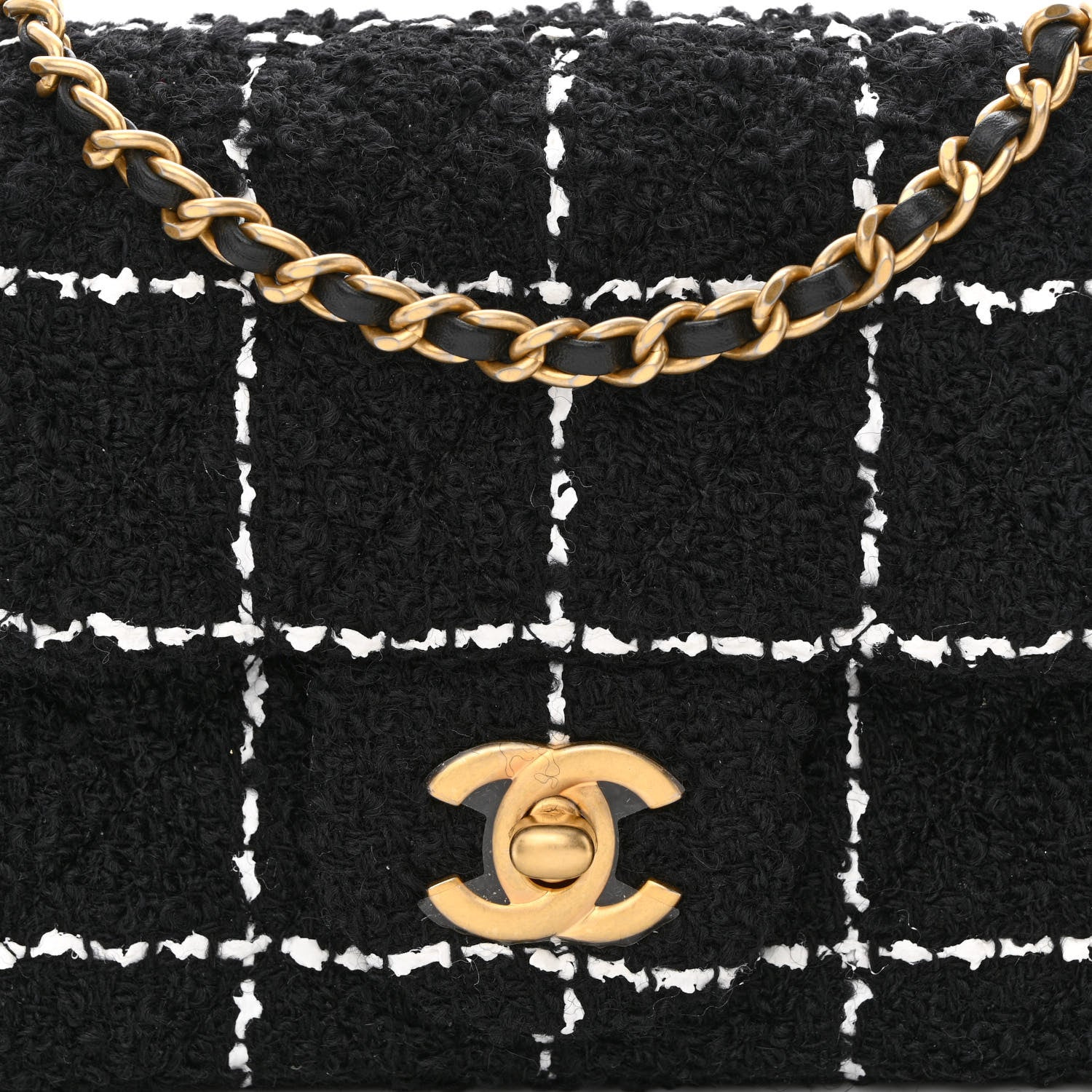 Chanel Tweed Quilted Mini Rectangular Pearl Crush Flap Black 8 of 11