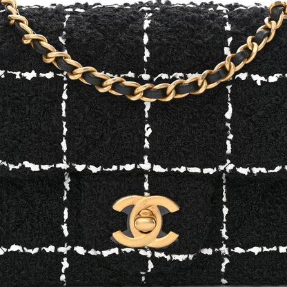 Chanel Tweed Quilted Mini Rectangular Pearl Crush Flap Black 8 of 11