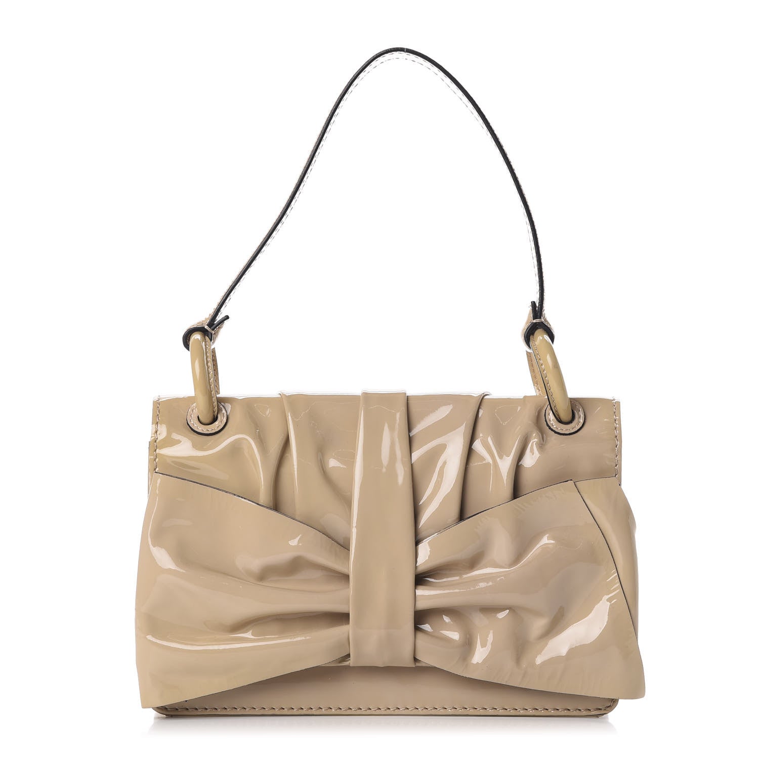 Valentino Garavani Patent Lacca Bow Shoulder Bag Nude 1 of 10