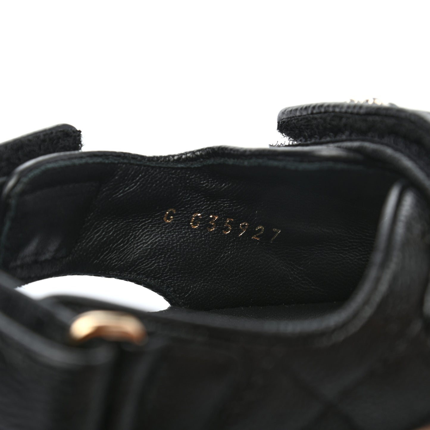 Grained Calfskin Velcro Dad Sandals 37.5 Black
