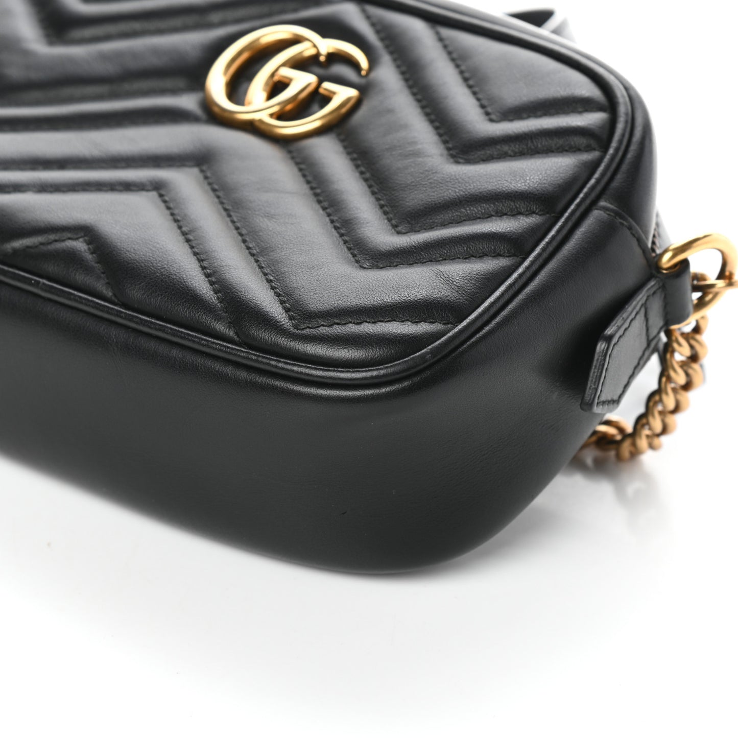 Calfskin Matelasse Mini GG Marmont Chain Shoulder Bag Black
