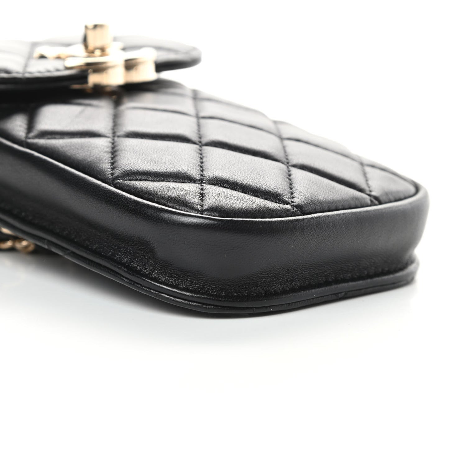 Lambskin Quilted CC Phone Holder Black