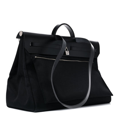 Hermes Military Toile Vache Hunter Herbag Zip Retourne Cabine Bag Black 2 of 8