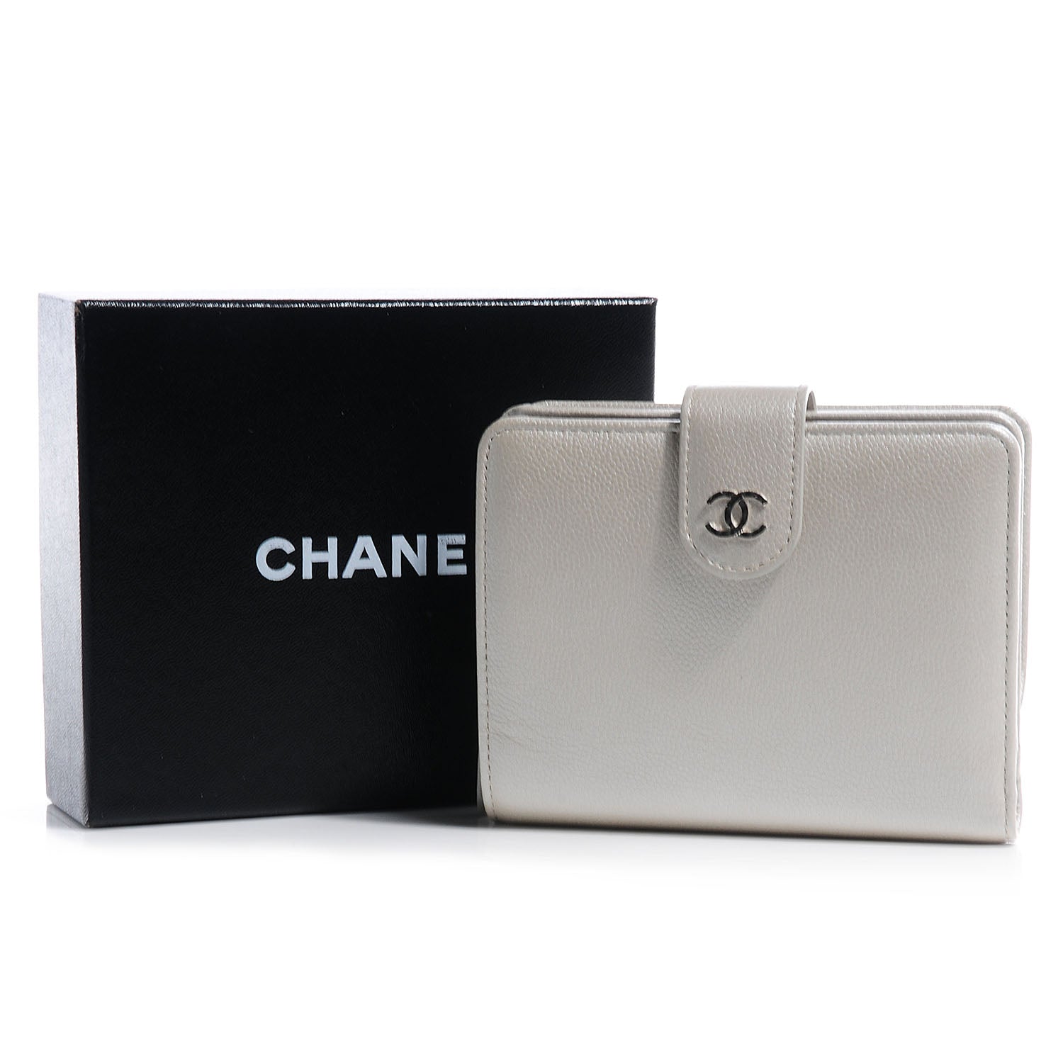 Chanel Caviar French Compact Wallet Silver 9 of 9