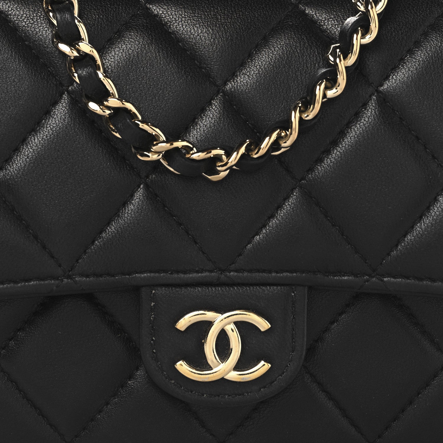 Chanel Lambskin Quilted Flap Phone Holder With Chain Black 9 of 12