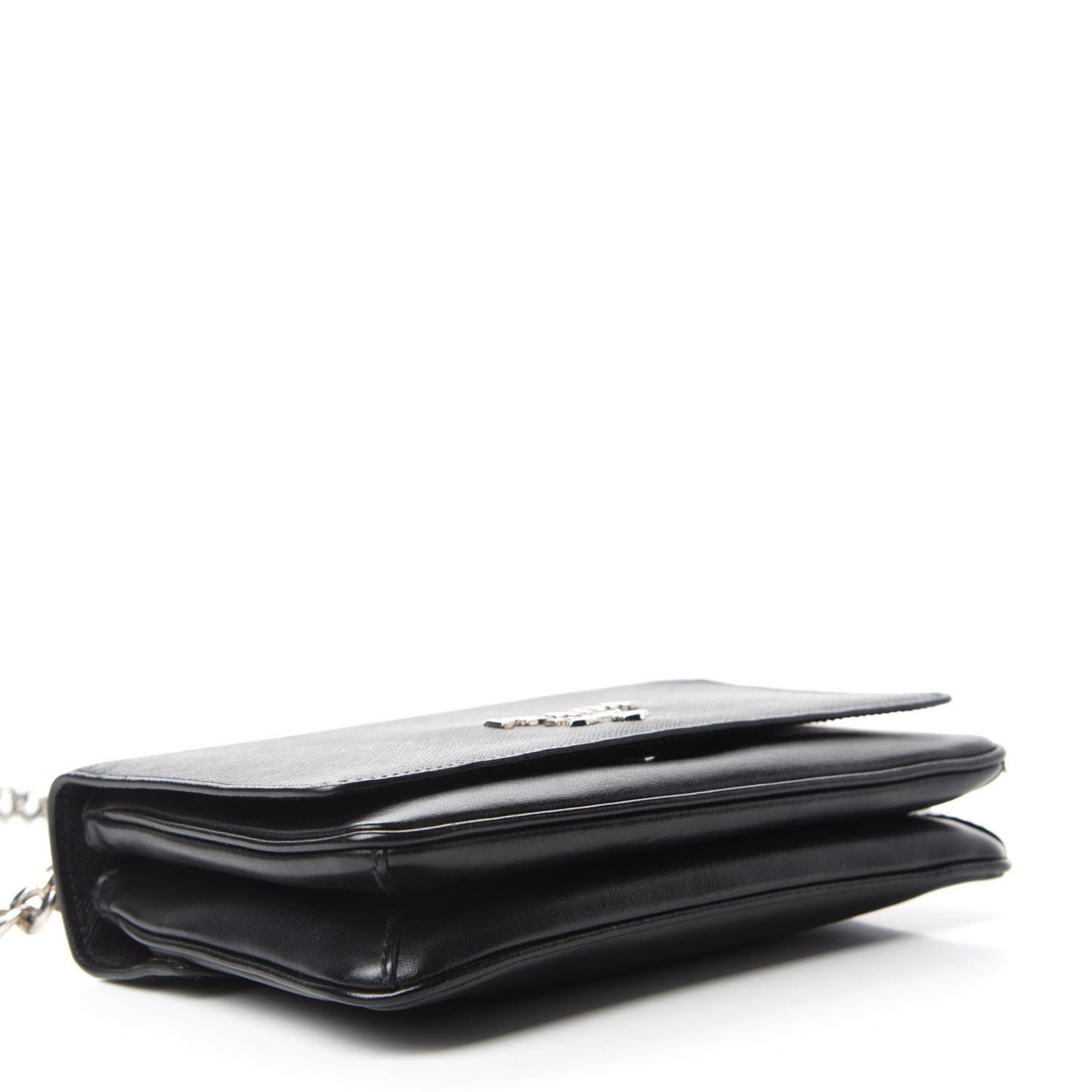 Saffiano Tessuto Nylon Chain Shoulder Bag Black