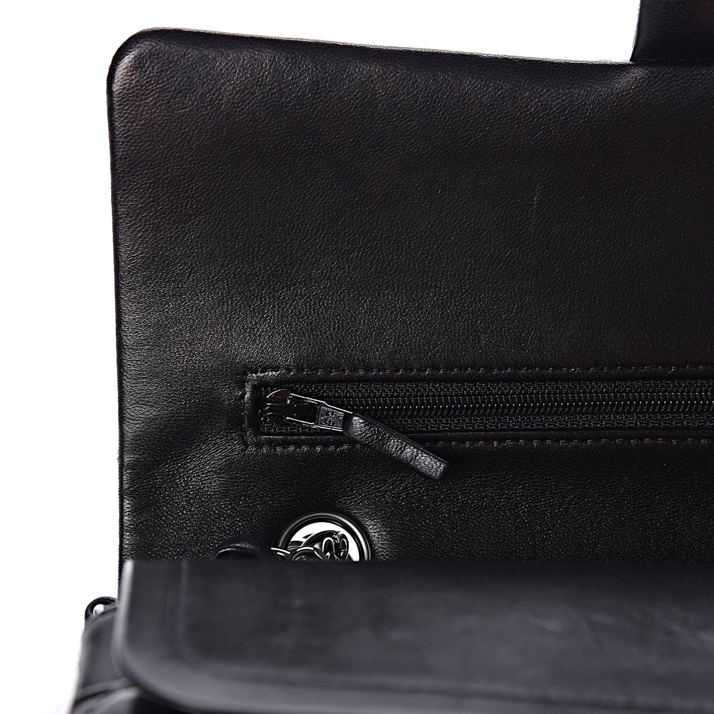 Lambskin Quilted Medium Double Flap Black