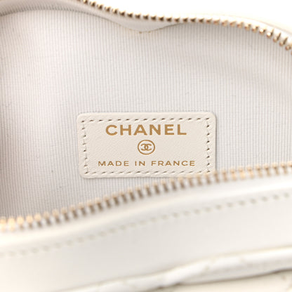 Chanel Lambskin Quilted CC In Love Heart Clutch With Chain White 6 of 13