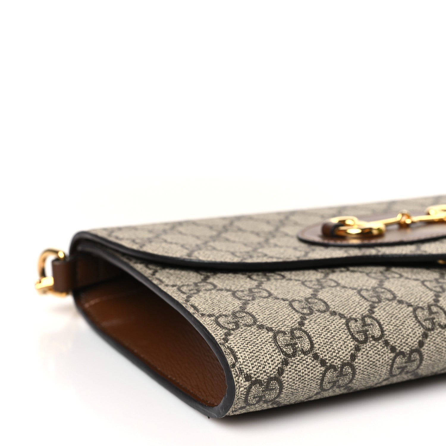 Gucci GG Supreme Monogram Azalea Calfskin Web Small Horsebit 1955 Crossbody Bag Beige Ebony Brown Sugar 8 of 10