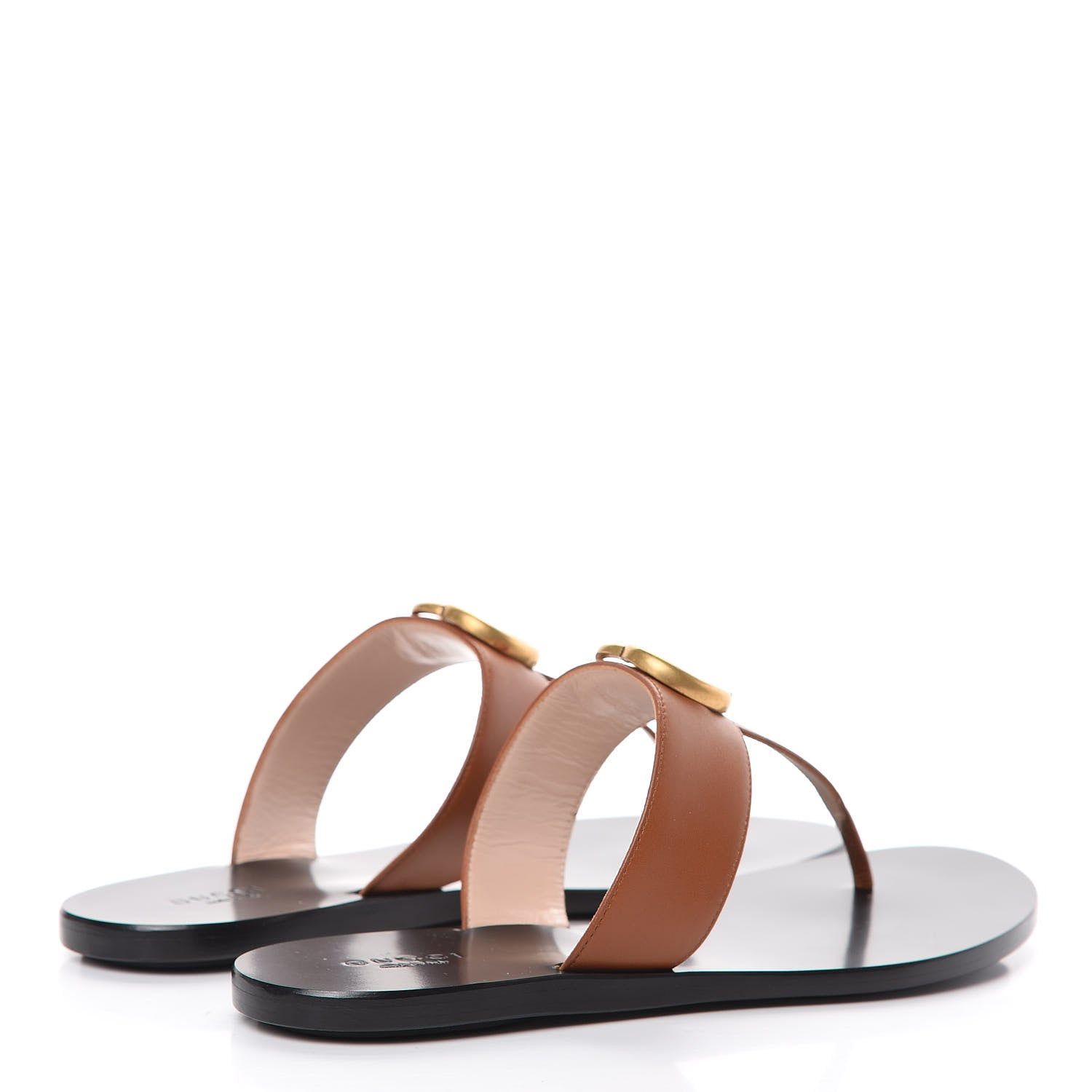 Gucci Calfskin GG Marmont Thong Sandals 37 Cognac 4 of 8