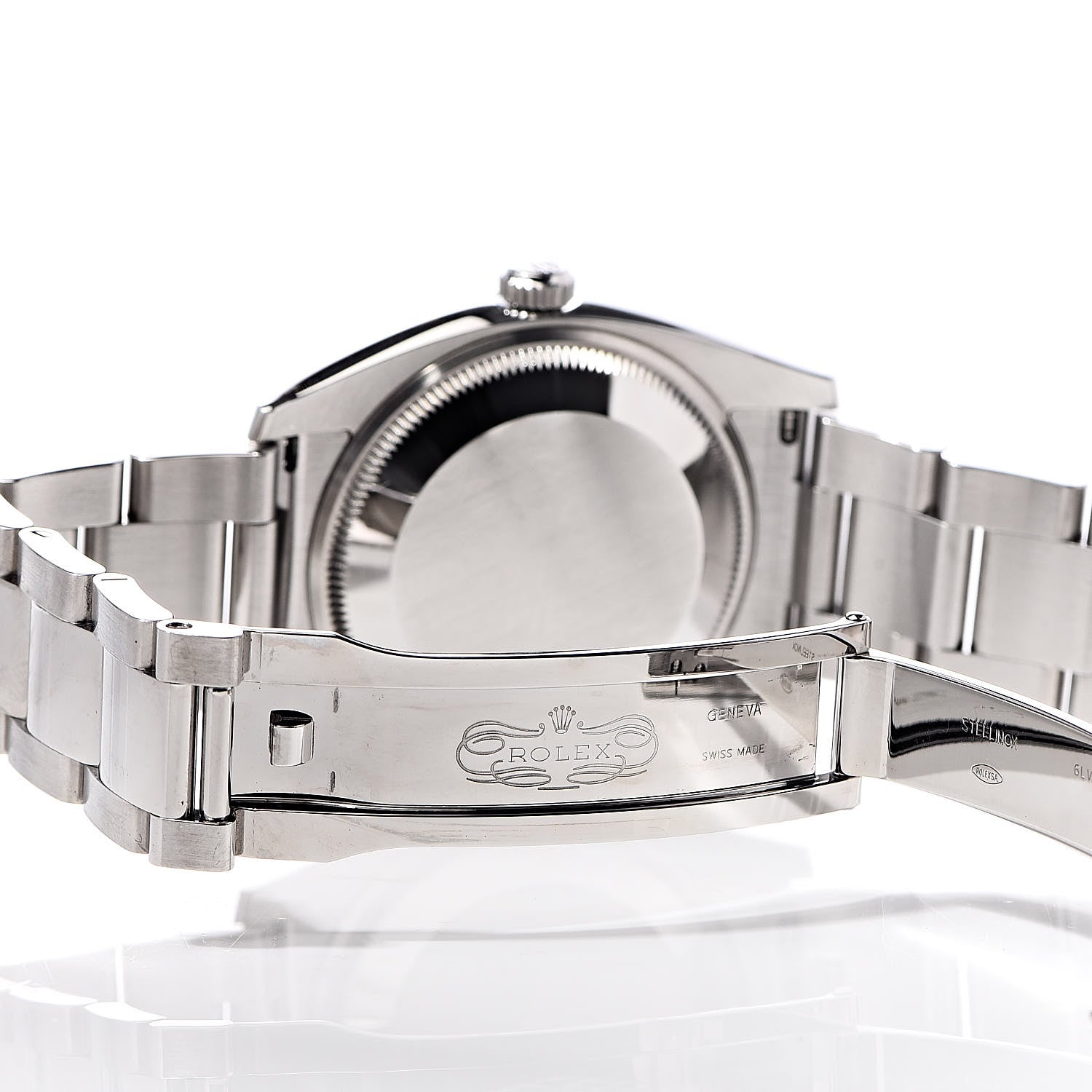 Rolex Stainless Steel 18K White Gold Diamond 34mm Oyster Perpetual Date Watch Black 115234 7 of 8
