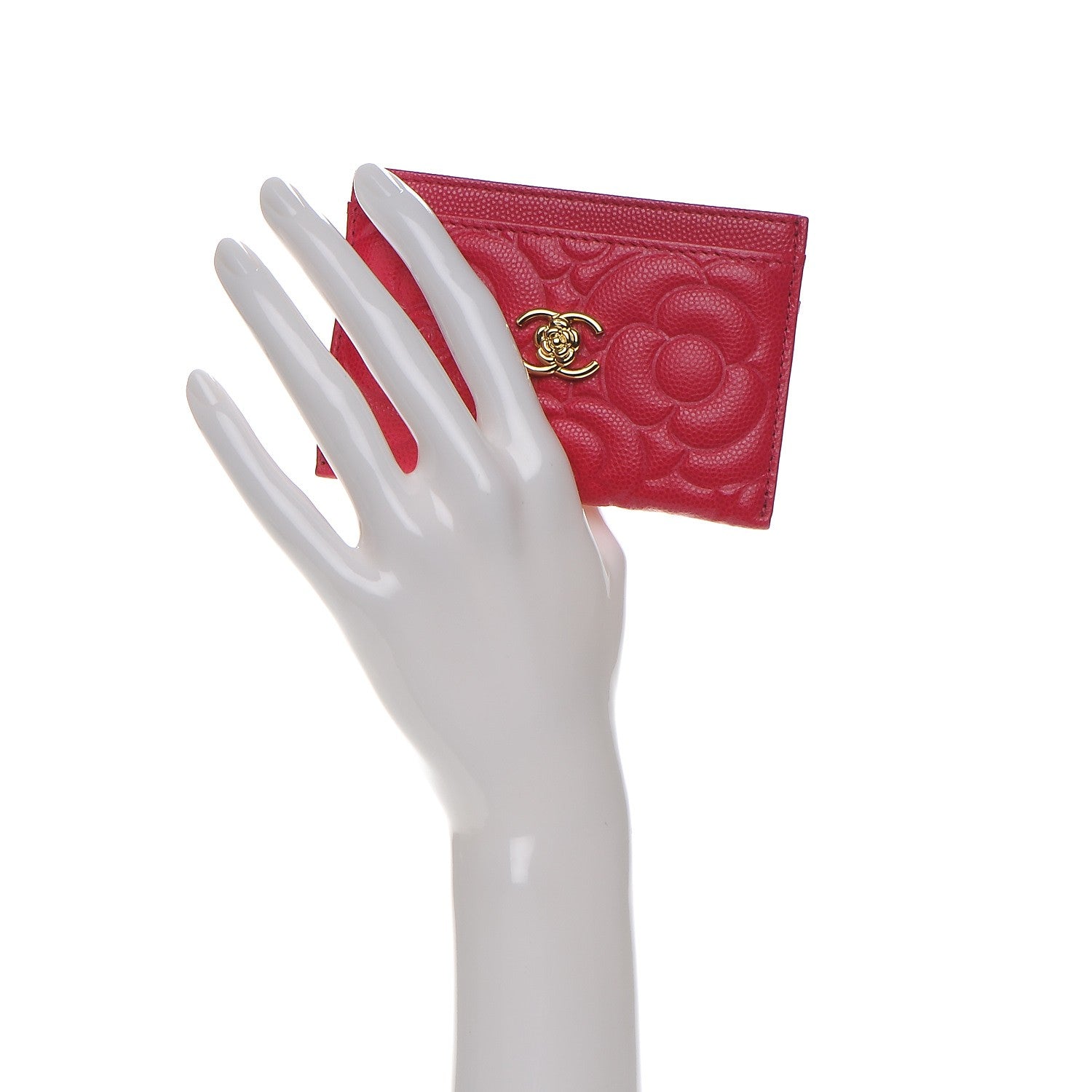 Chanel Caviar Camellia Embossed Card Holder Fuchsia 2 of 9