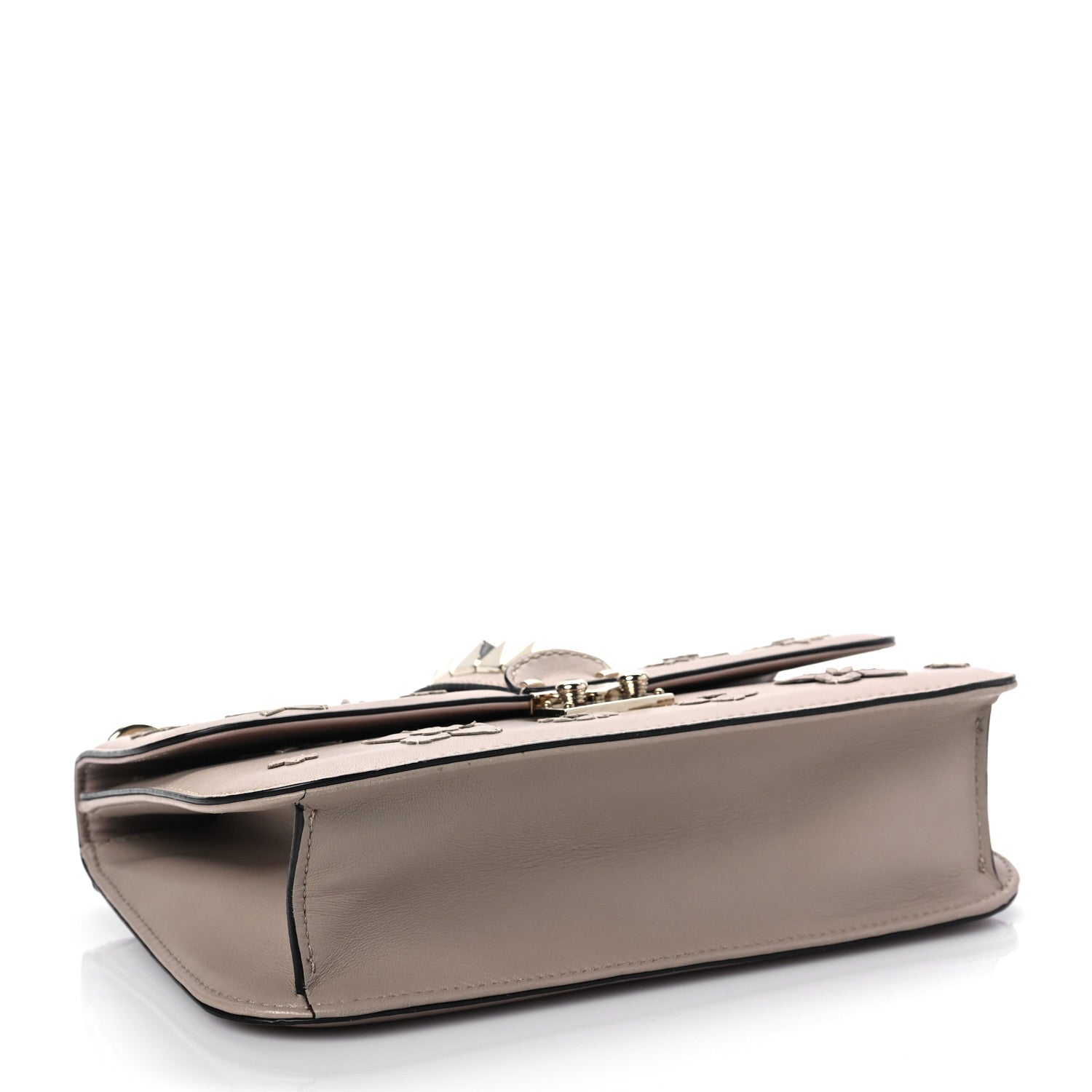 Valentino Garavani Vitello Flower Embellished Medium Glam Lock Rockstud Flap Poudre 3 of 8