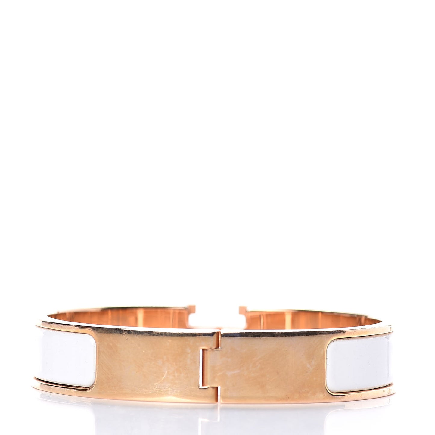 Enamel Narrow Clic Clac H Bracelet PM White