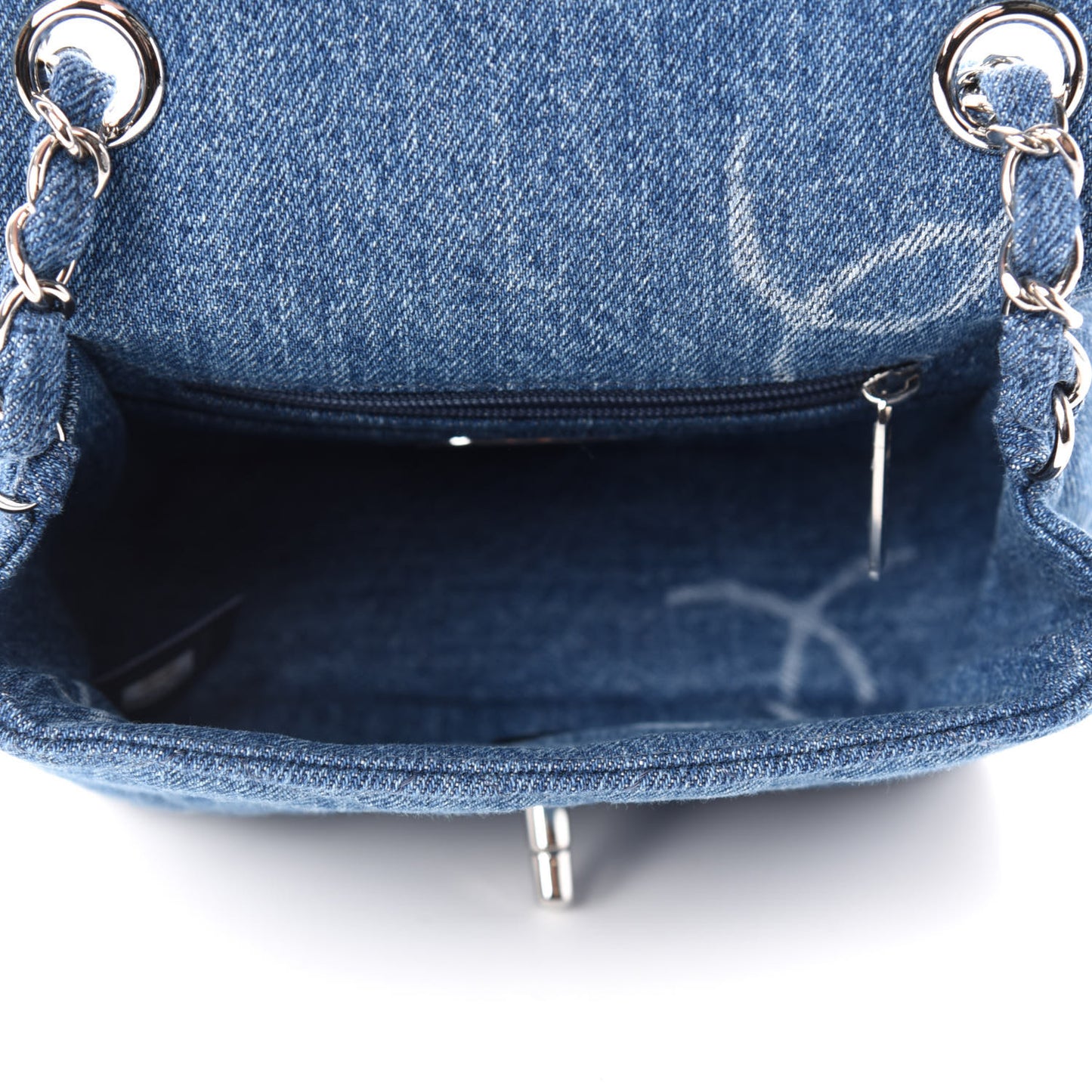 Denim CC Quilted Mini Square Flap Blue