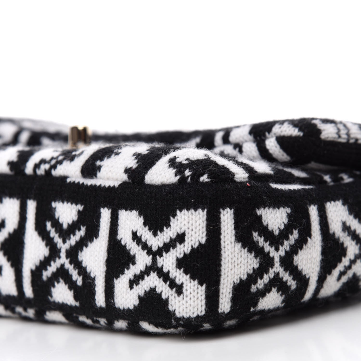 Chanel Cashmere Knit Coco Neige Flap Black White 7 of 10