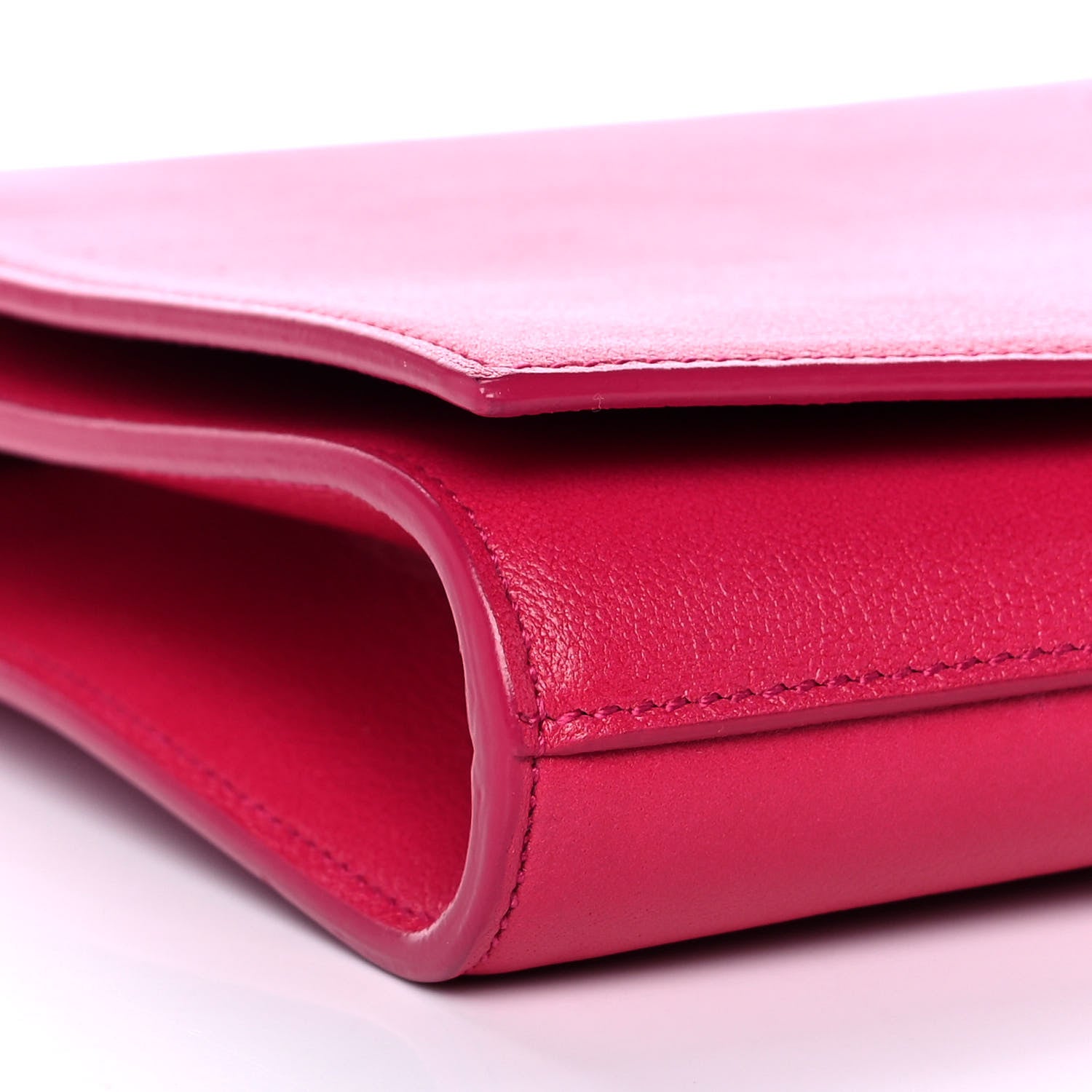 Saint Laurent Calfskin Monogram Large Belle De Jour Clutch Lipstick Fuchsia 8 of 13