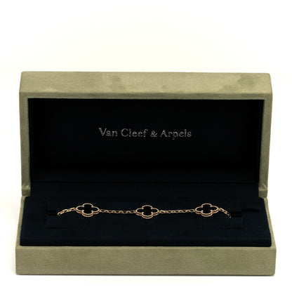 Van Cleef & Arpels 18K Yellow Gold Black Onyx 5 Motifs Vintage Alhambra Bracelet 5 of 5