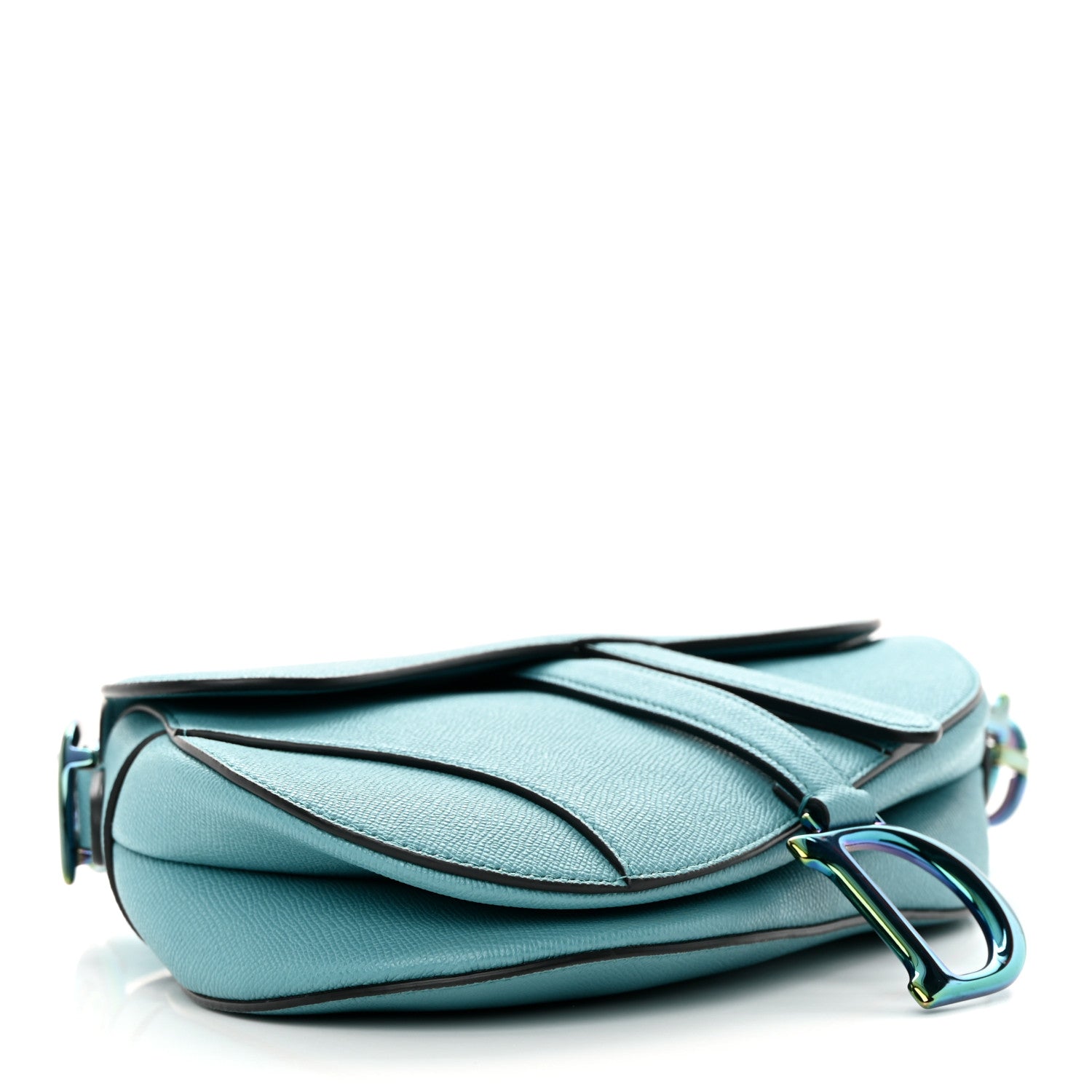 Christian Dior Grained Calfskin Saddle Bag Azure Blue 4 of 11