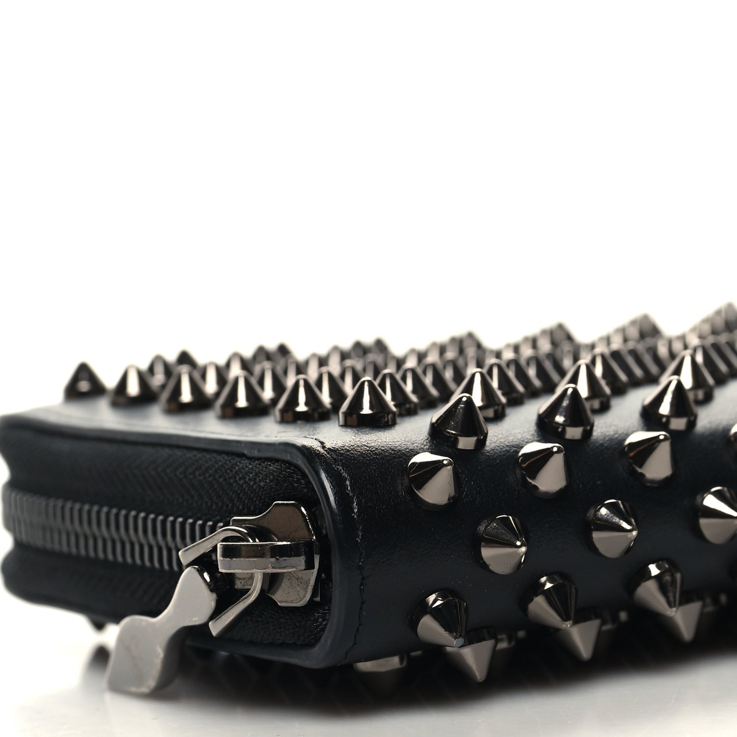 Calfskin Empire Panettone Spiked Zip Around Wallet Black