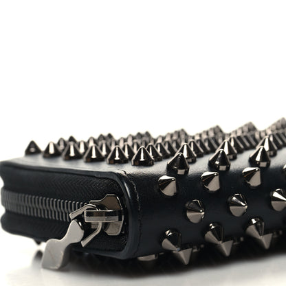 Christian Louboutin Calfskin Empire Panettone Spiked Zip Around Wallet Black 9 of 11