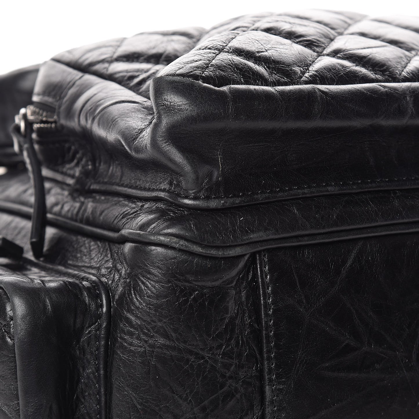 Aged Calfskin Quilted Large Casual Rock Backpack Black