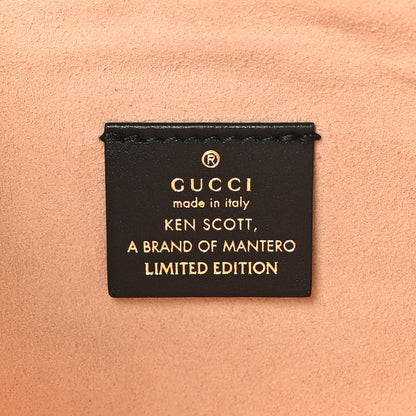Gucci X KEN SCOTT Calfskin Matelasse Floral Print GG Marmont Zip Pouch Black 6 of 8