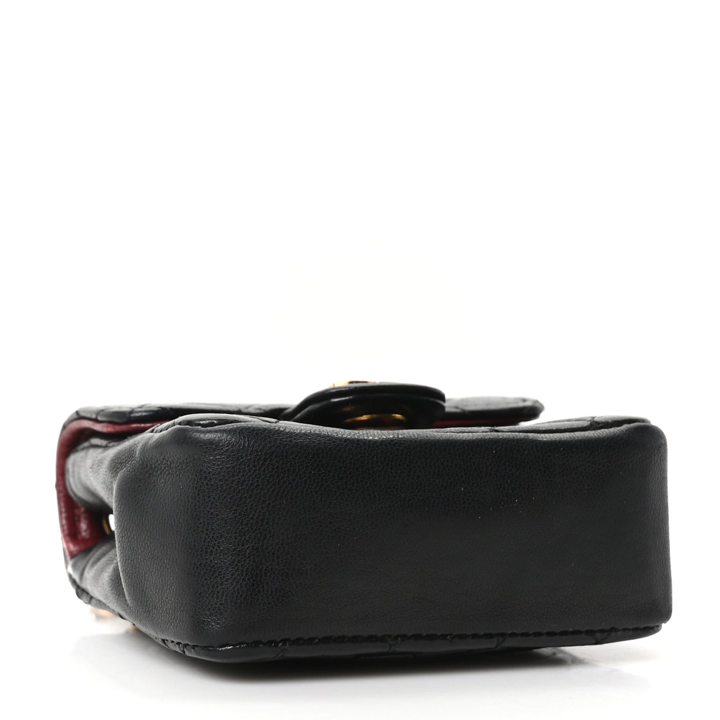 Lambskin Quilted Micro Flap Bag Charm Keychain Black