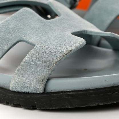 Hermes Suede Goatskin Womens Chypre Sandals 38 Vert D'eau 8 of 12