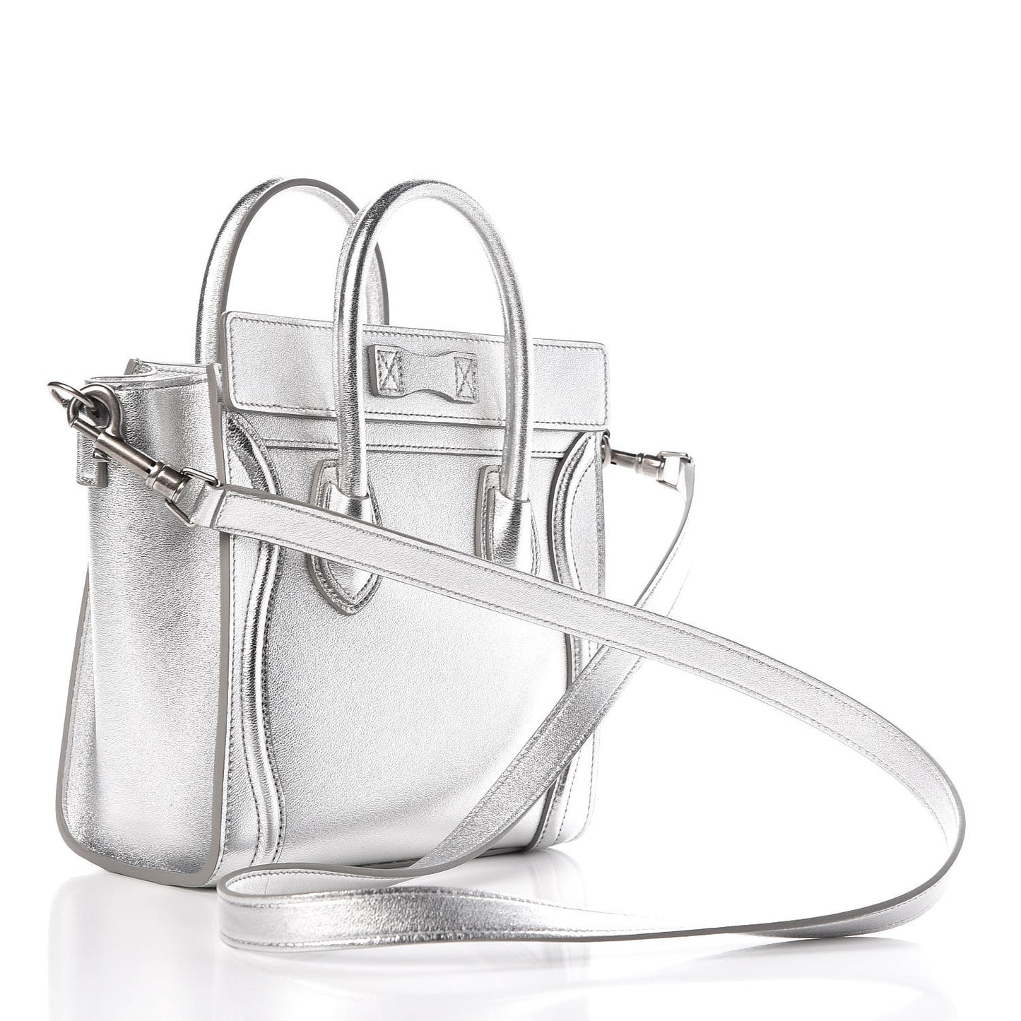 Laminated Lambskin Nano Luggage Silver