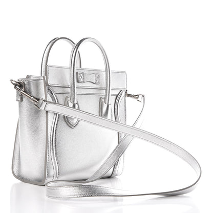 Celine Laminated Lambskin Nano Luggage Silver 4 of 9