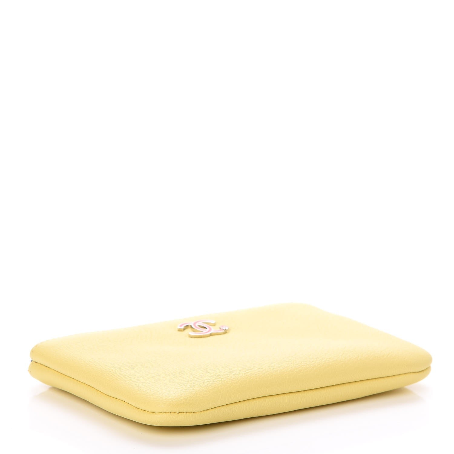 Chanel Goatskin Small CC Clover Cosmetic Case Yellow 4 of 7