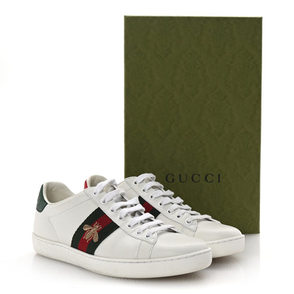 Gucci Calfskin Ayers Bee Embroidered Womens Ace Sneakers 36.5 White Green 10 of 10