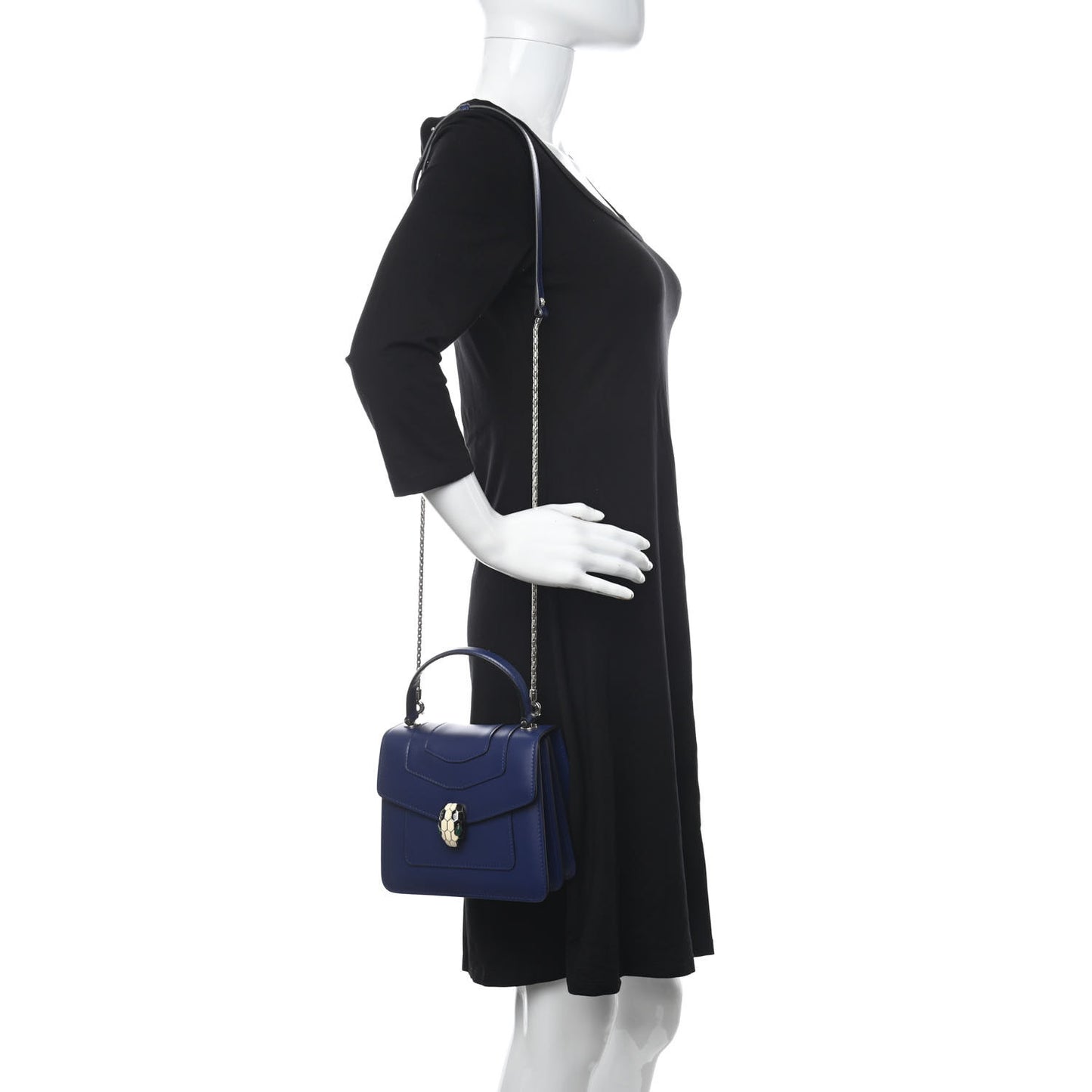 Calfskin Serpenti Forever Top Handle Blue