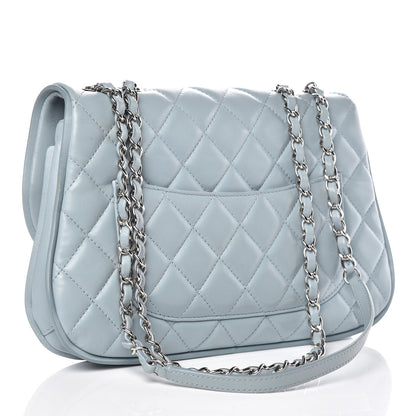 Chanel Lambskin Quilted 2 Pocket Messenger Flap Light Blue 3 of 12