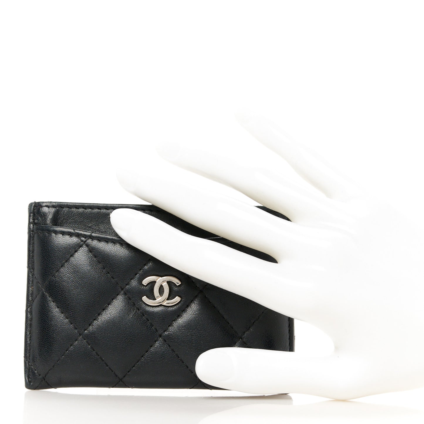 Lambskin Quilted Card Holder Black