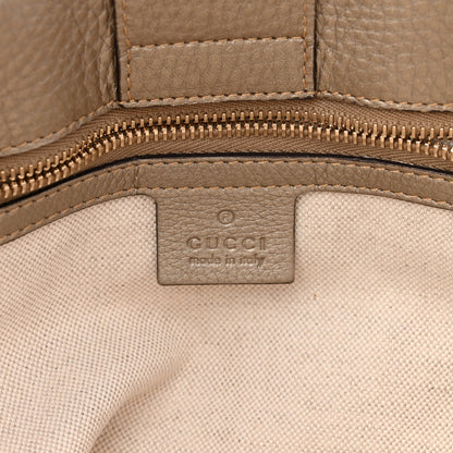 Gucci Metallic Pebbled Calfskin Medium Bamboo Shopper Tote Golden Beige 7 of 13