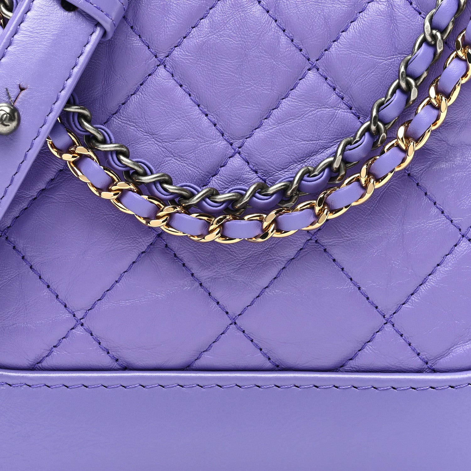 Chanel Aged Calfskin Quilted Small Gabrielle Hobo Purple 8 of 10