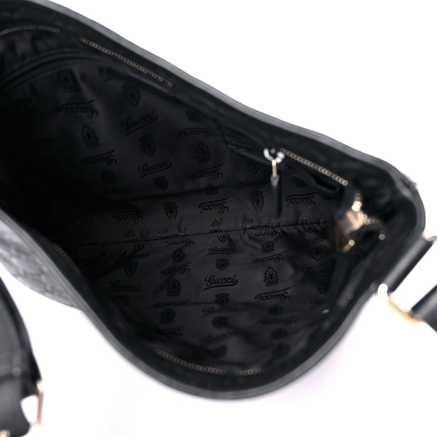 Gucci Guccissima Medium Flat Messenger Bag Black 5 of 12