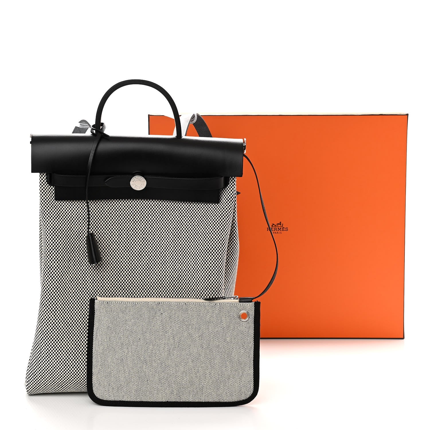Hermes Criss Viking Vache Hunter Herbag a Dos Zip Retourne Backpack Ecru Black 12 of 12