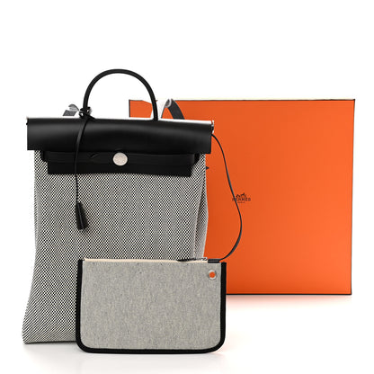 Hermes Criss Viking Vache Hunter Herbag a Dos Zip Retourne Backpack Ecru Black 12 of 12