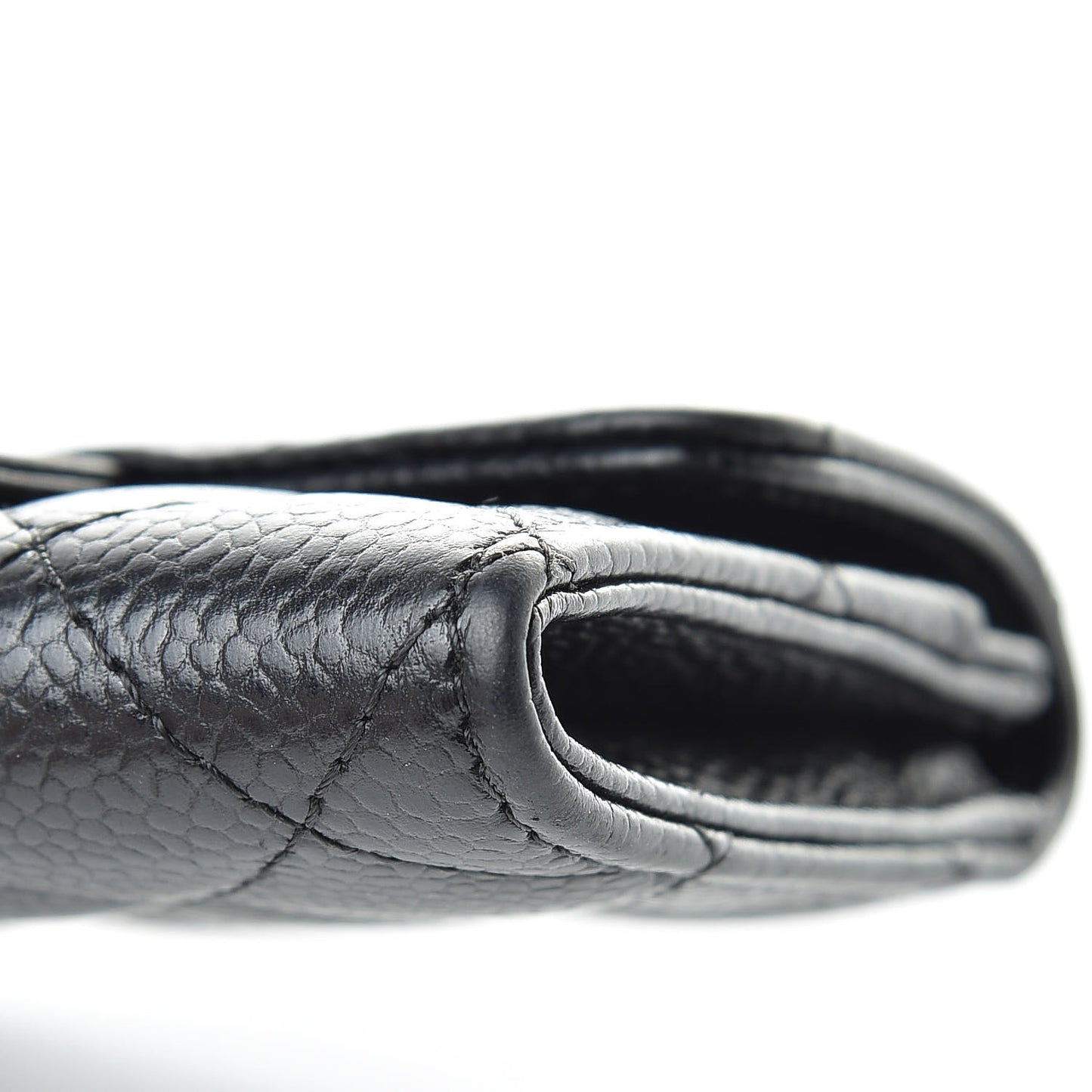Caviar Quilted Flap Card Holder Wallet Black