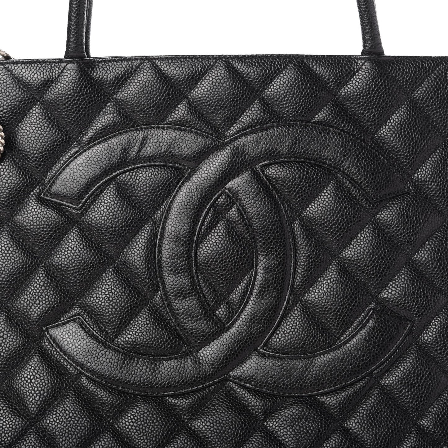 Caviar Quilted Medallion Tote Black