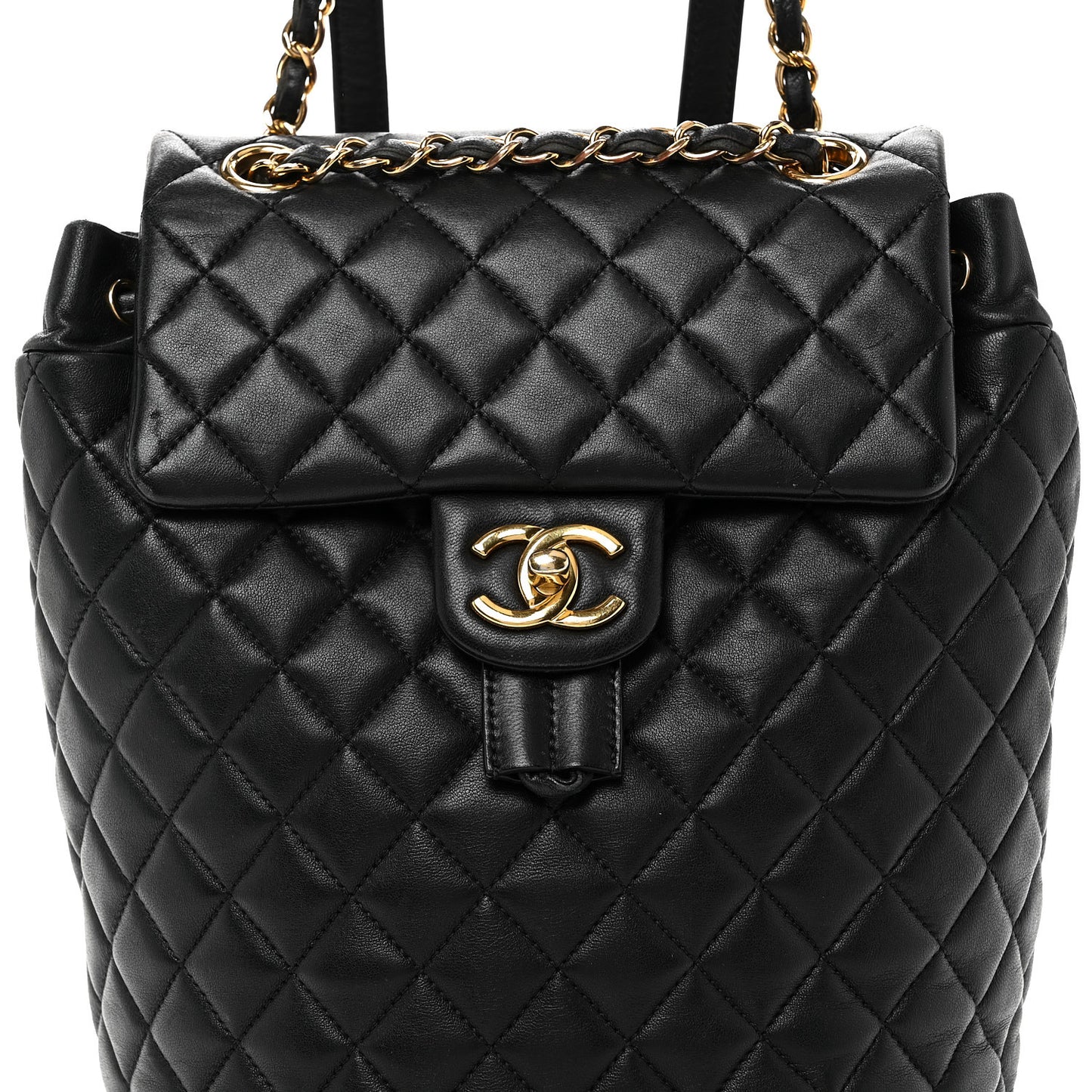 CHANEL Black quilted lamb leather backpack