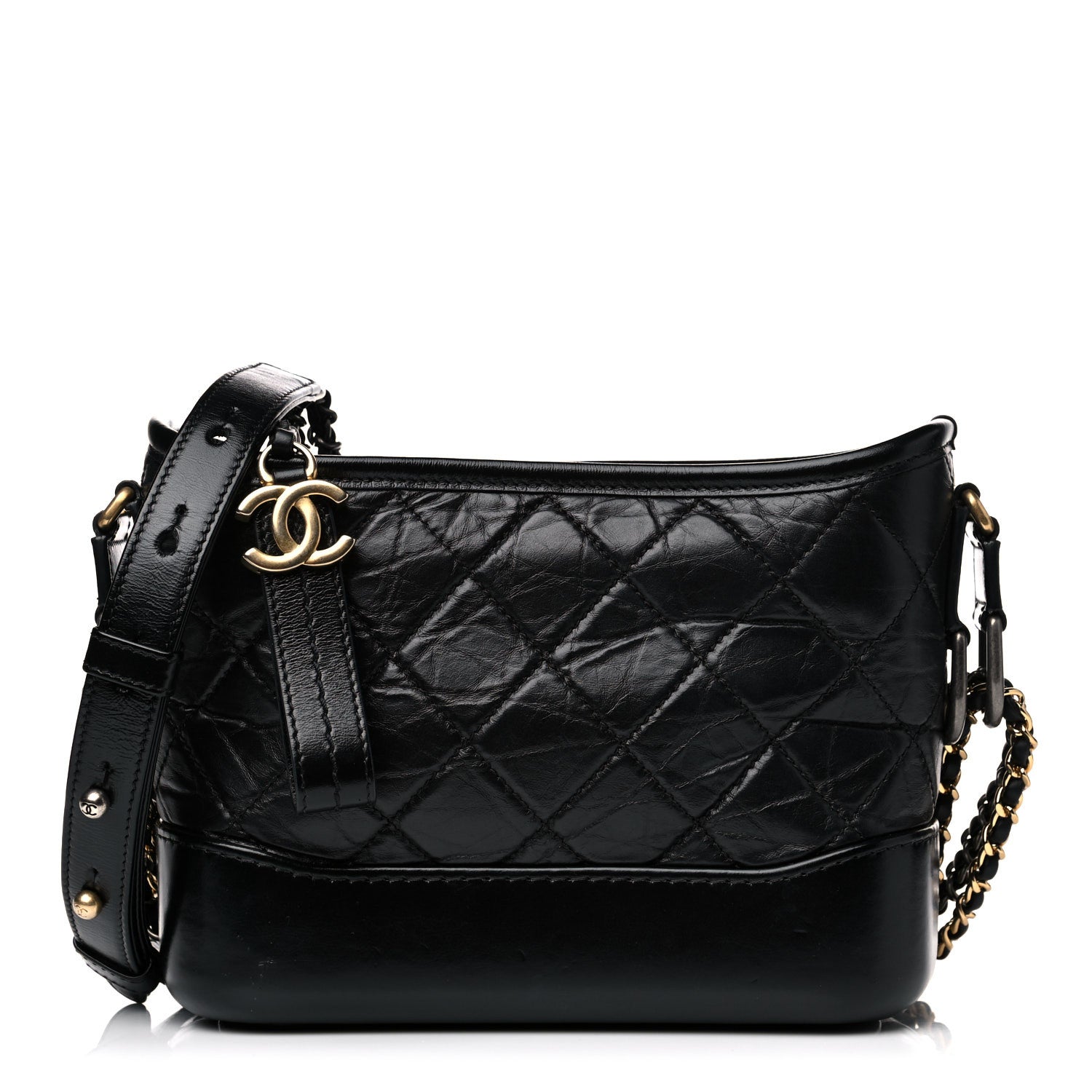 Chanel Aged Calfskin Quilted Small Gabrielle Hobo Black 1 of 16
