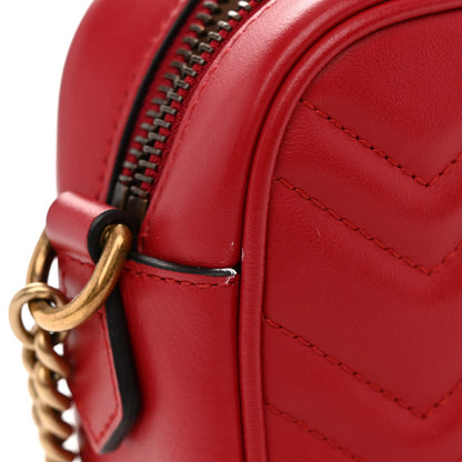 Gucci Calfskin Matelasse Mini GG Marmont Chain Shoulder Bag Hibiscus Red 12 of 12