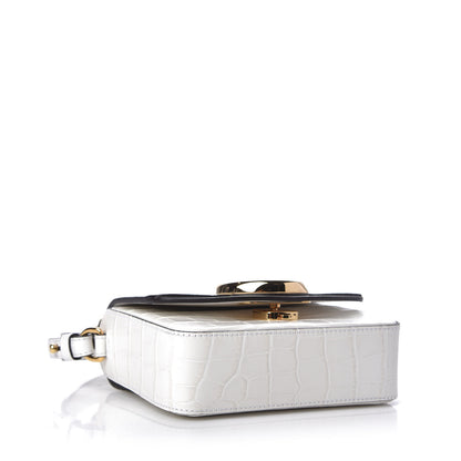 Chloe Calfskin Crocodile Embossed Mini C Double Carry Brilliant White 5 of 10