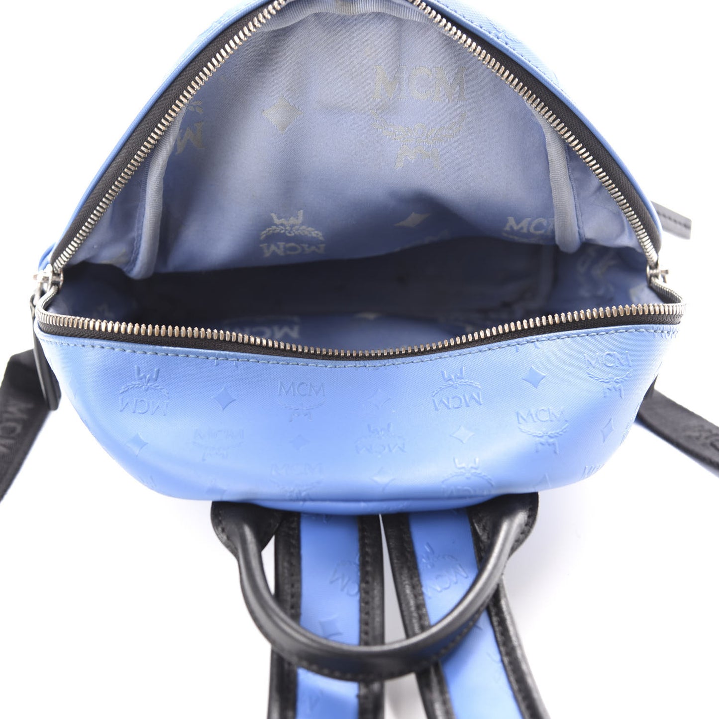 Calfskin Visetos Diamond Printed Small Backpack Blue