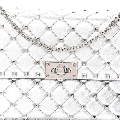 Valentino Garavani Metallic Nappa Medium Rockstud Spike Shoulder Bag Silver 9 of 9